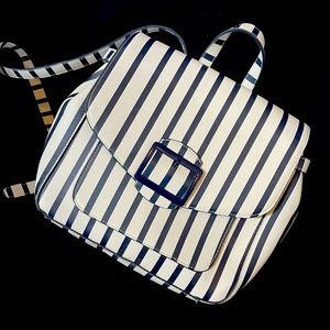 Blue and white striped backpack/purse